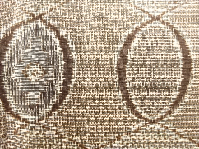 JAPANESE KIMONO / ANTIQUE KIMONO / SILK / DORO OSHIMA TSUMUGI / WOVEN GEOMETRIC